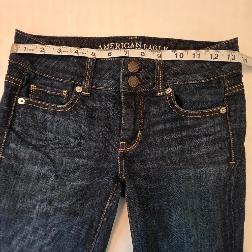 American Eagle Women's Artist Crop Stretch Dark Denim Jeans, Size 0 - Picture 5 of 10